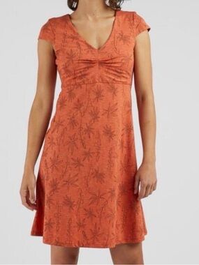 TOAD & CO Rosemarie Dress Orange Floral Organic Cotton Tencel S
